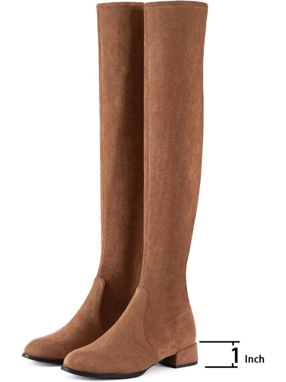 Women's Brown Suede Pointed Toe Flat Comfort Over the Knee Thigh High Boots